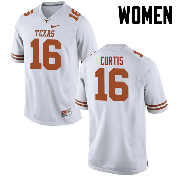 Women #16 Davion Curtis Texas Longhorns College Football Jerseys-White